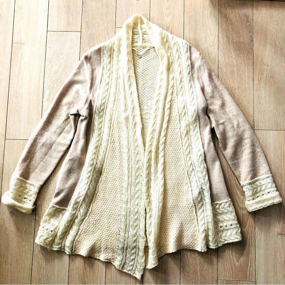Anthropologie Knitted & Knotted Regan Open Front Textured Cardigan Size M